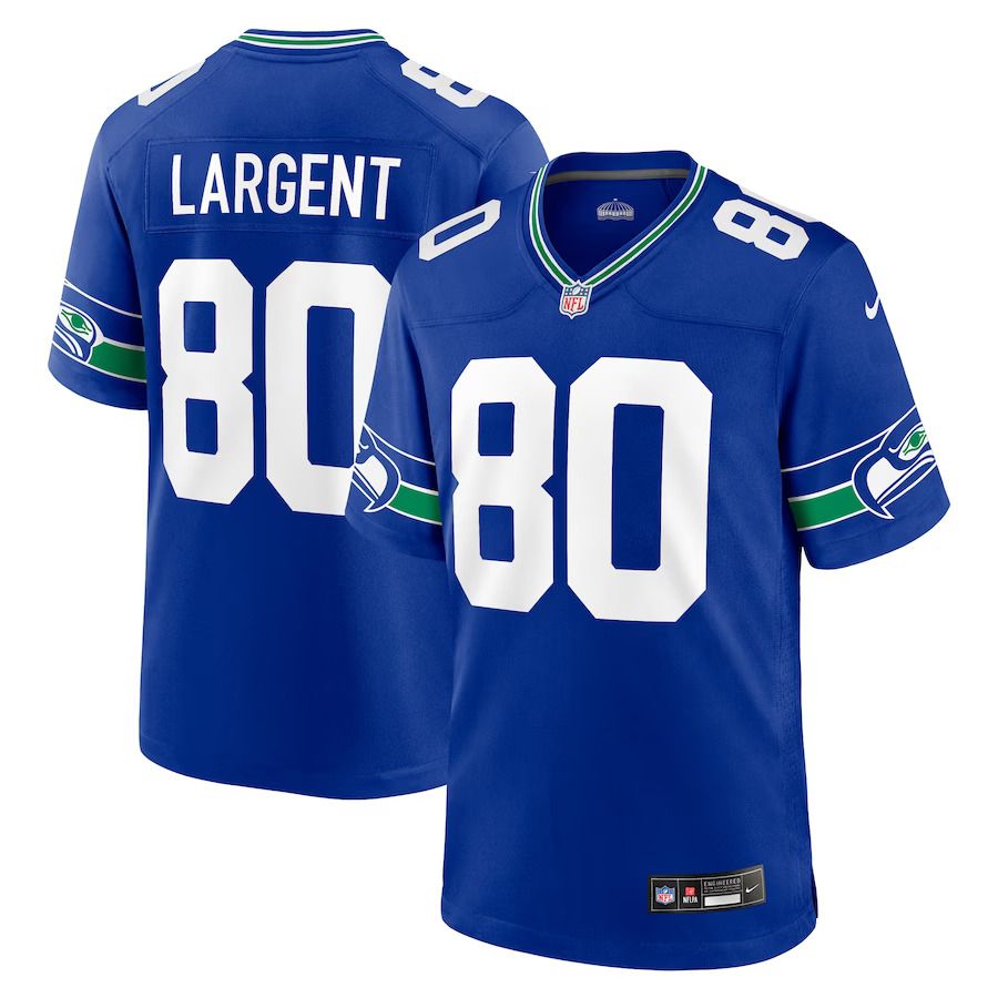 Men Seattle Seahawks 80 Steve Largent Nike Royal Throwback Retired Player Game NFL Jersey